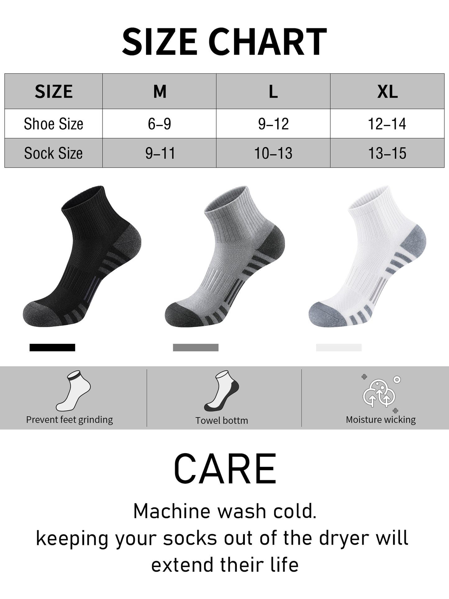 Airacker Athletic Quarter Socks with Cushion Running Ankle Socks for Men Women 6 Pairs