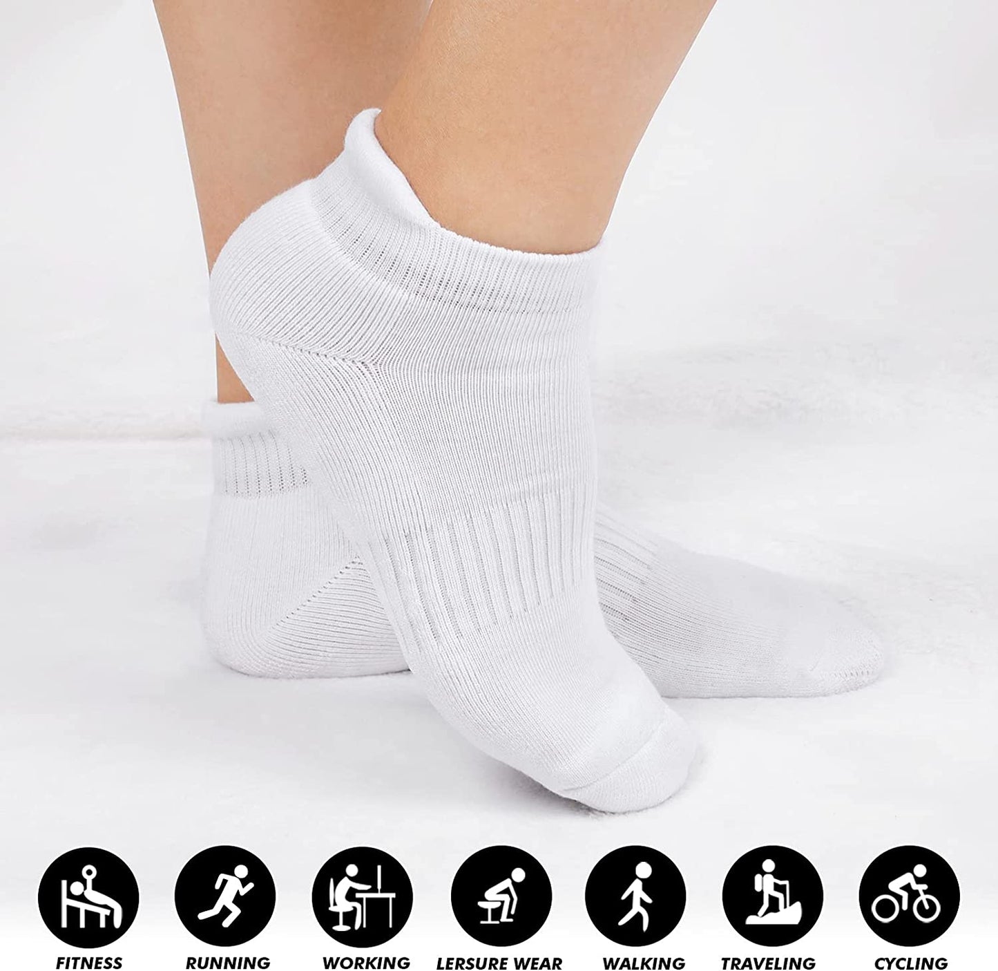 Airacker Ankle Athletic Running Socks Cushioned Sports Low Cut Tab Socks for Men & Women