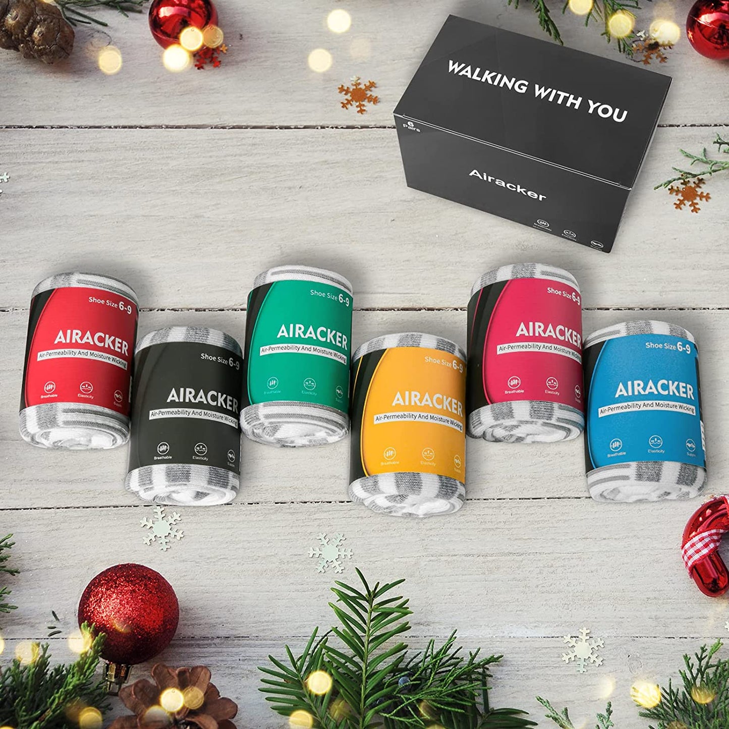 Airacker Ankle Athletic Running Socks Cushioned Breathable Low Cut Sports Tab Socks for Men and Women (6 Pairs)