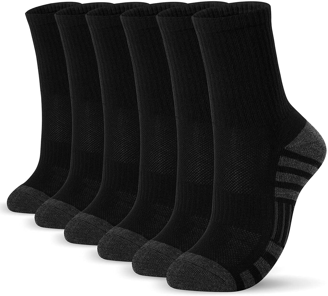 Airacker Athletic Socks Sport Running Calf Socks Performance Cushioned Breathable Crew Socks for Men Women(6 Pairs)