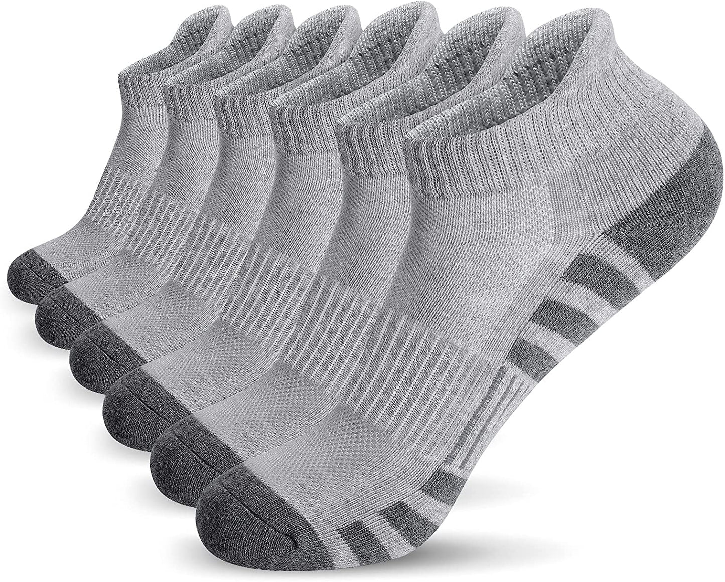 Athletic Running Ankle Socks, Low Cut Cushioned Performance Anti-Blister Tab Sports Socks for Men Women 6 Pairs