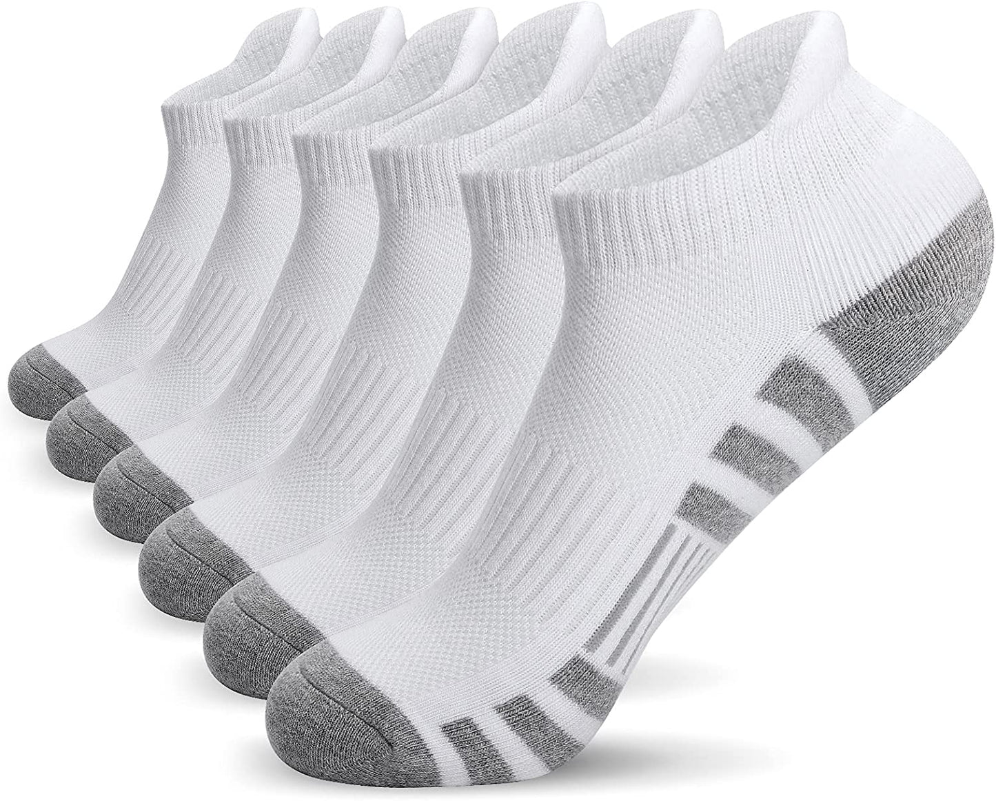 Athletic Running Ankle Socks, Low Cut Cushioned Performance Anti-Blister Tab Sports Socks for Men Women 6 Pairs