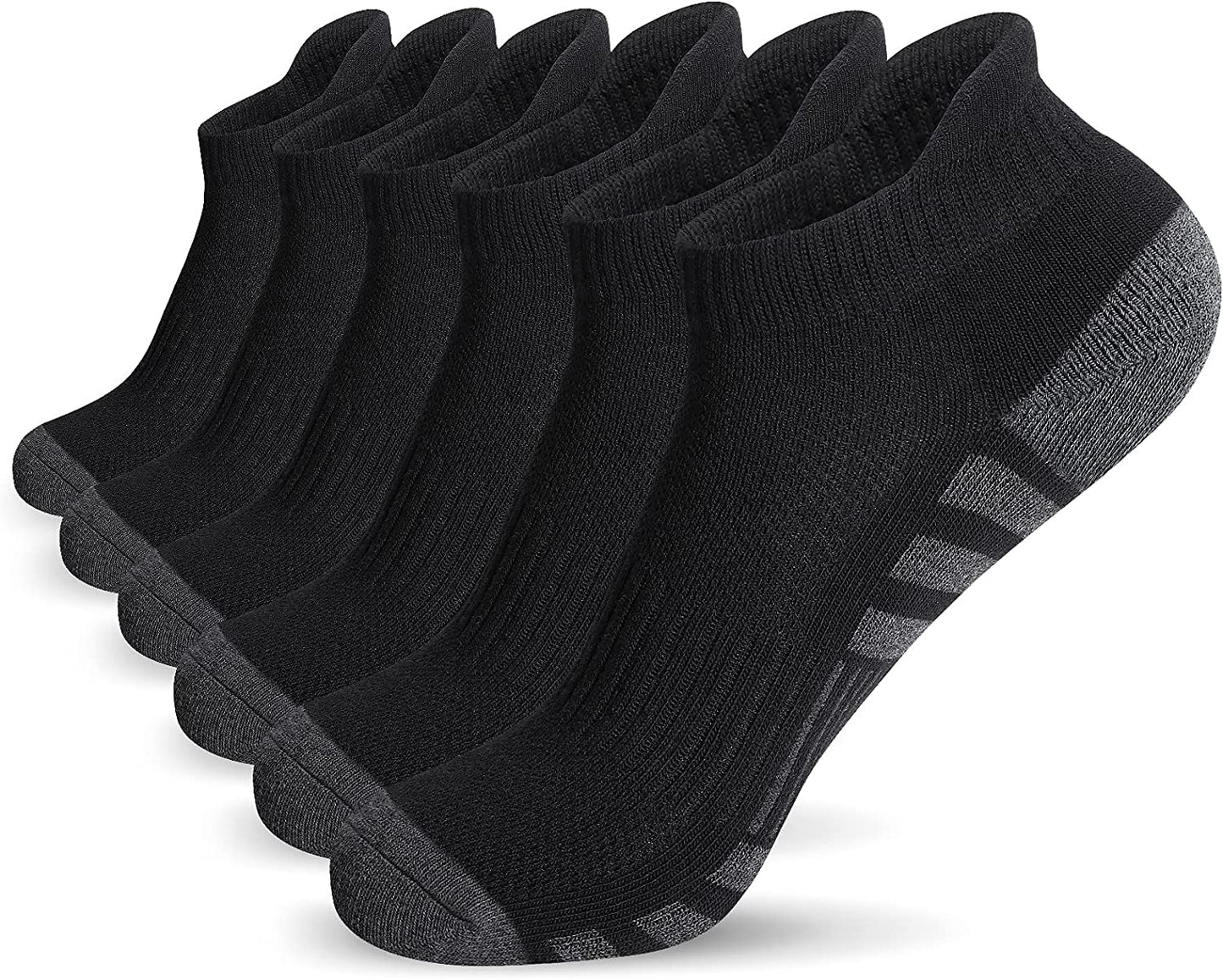 Athletic Running Ankle Socks, Low Cut Cushioned Performance Anti-Blister Tab Sports Socks for Men Women 6 Pairs