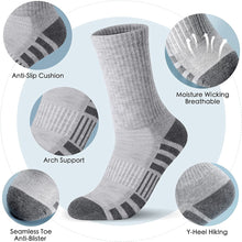 将图片加载到图库查看器，Airacker Athletic Socks Sport Running Calf Socks Performance Cushioned Breathable Crew Socks for Men Women(6 Pairs)
