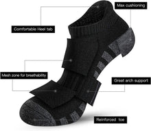 将图片加载到图库查看器，Airacker Ankle Athletic Running Socks Cushioned Breathable Low Cut Sports Tab Socks for Men and Women (6 Pairs)
