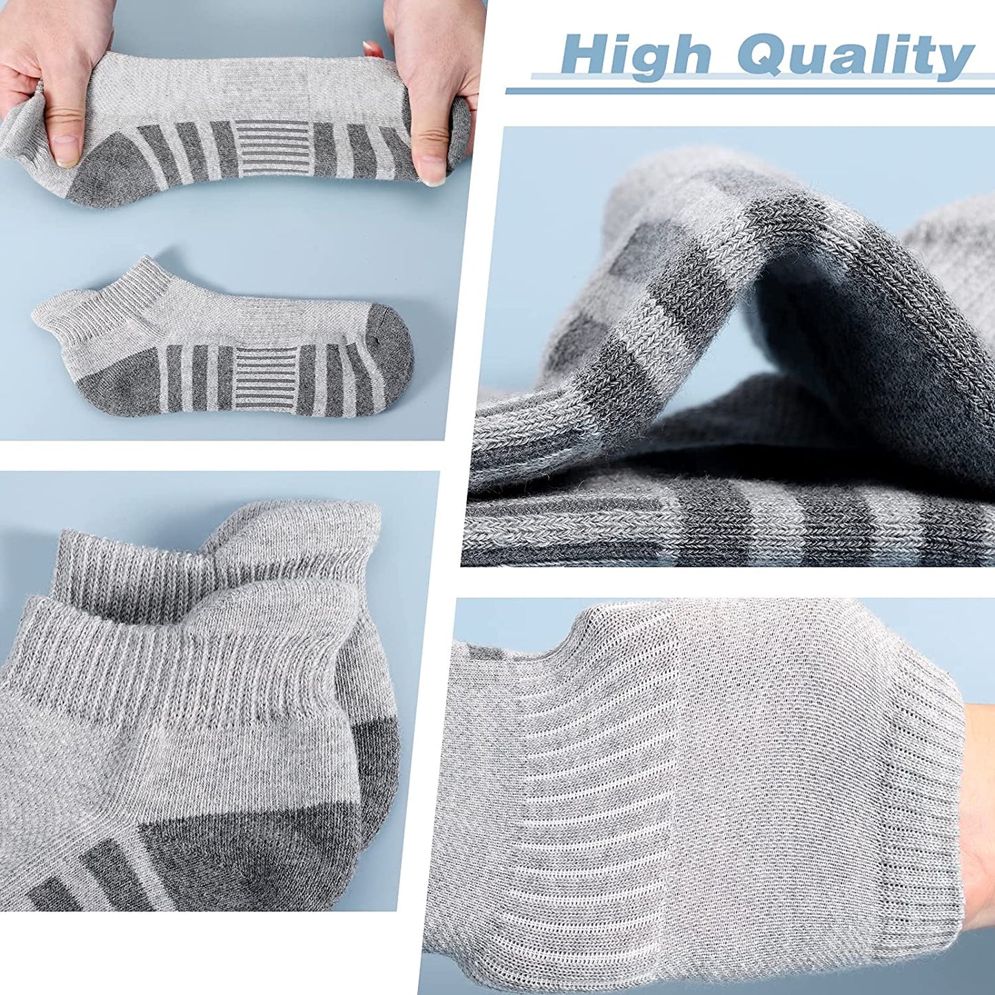 Athletic Running Ankle Socks, Low Cut Cushioned Performance Anti-Blister Tab Sports Socks for Men Women 6 Pairs