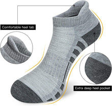 将图片加载到图库查看器，Airacker Ankle Athletic Running Socks Cushioned Breathable Low Cut Sports Tab Socks for Men and Women (6 Pairs)
