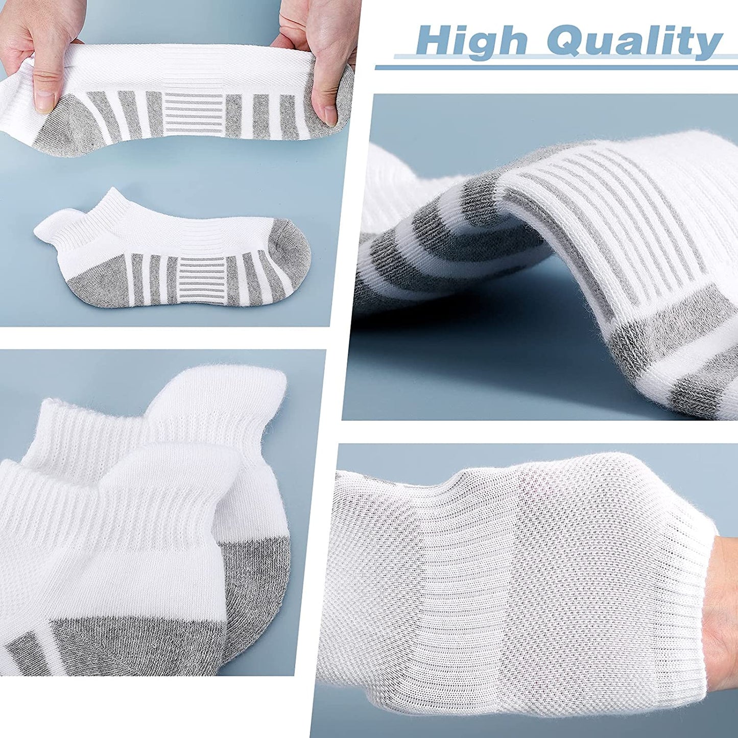 Athletic Running Ankle Socks, Low Cut Cushioned Performance Anti-Blister Tab Sports Socks for Men Women 6 Pairs