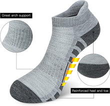 将图片加载到图库查看器，Airacker Ankle Athletic Running Socks Cushioned Breathable Low Cut Sports Tab Socks for Men and Women (6 Pairs)
