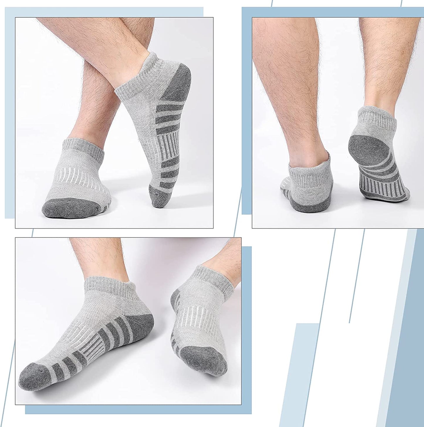 Athletic Running Ankle Socks, Low Cut Cushioned Performance Anti-Blister Tab Sports Socks for Men Women 6 Pairs