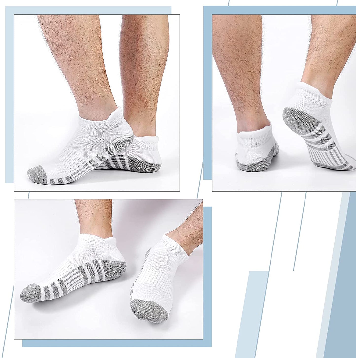 Athletic Running Ankle Socks, Low Cut Cushioned Performance Anti-Blister Tab Sports Socks for Men Women 6 Pairs