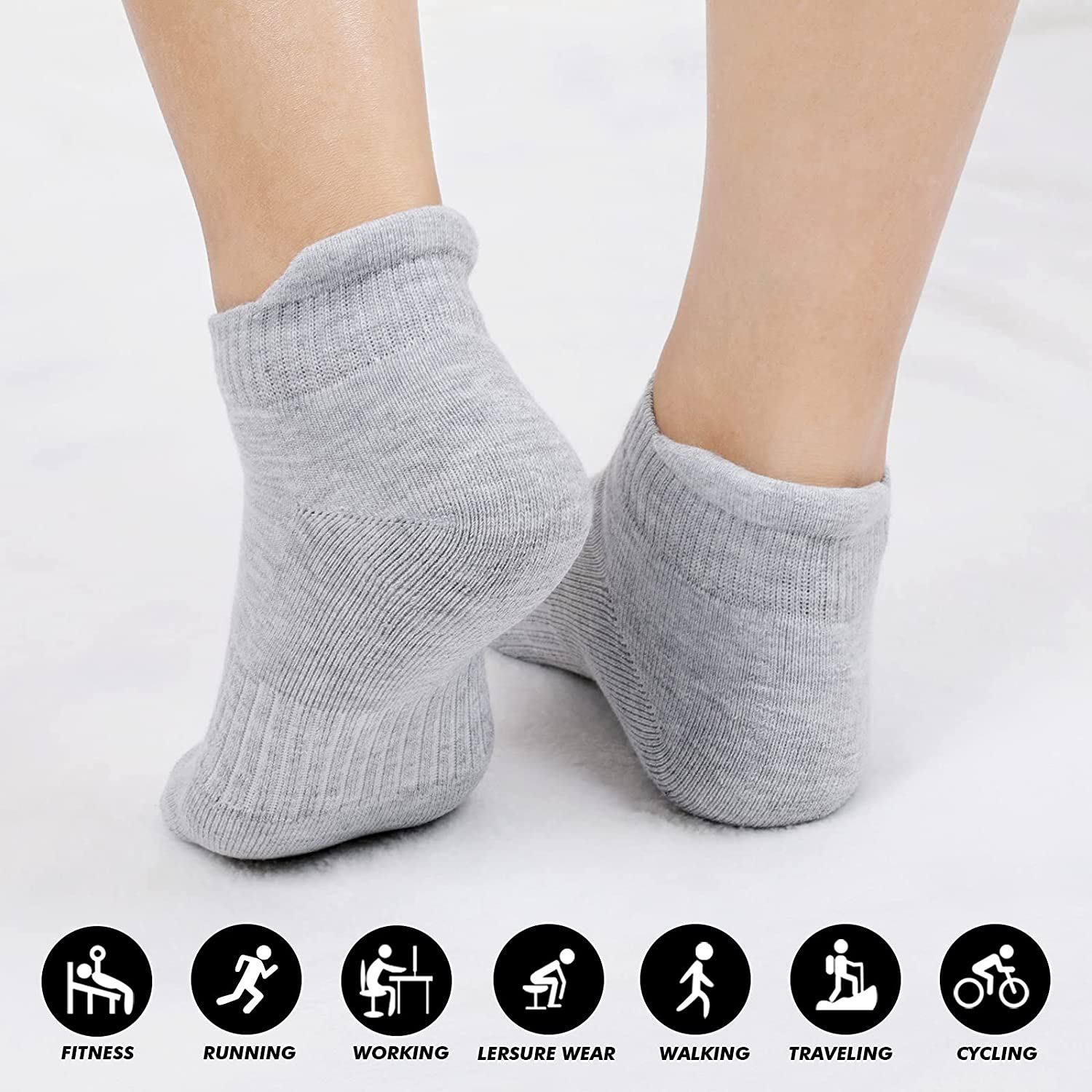 Airacker Ankle Athletic Running Socks Cushioned Sports Low Cut Tab